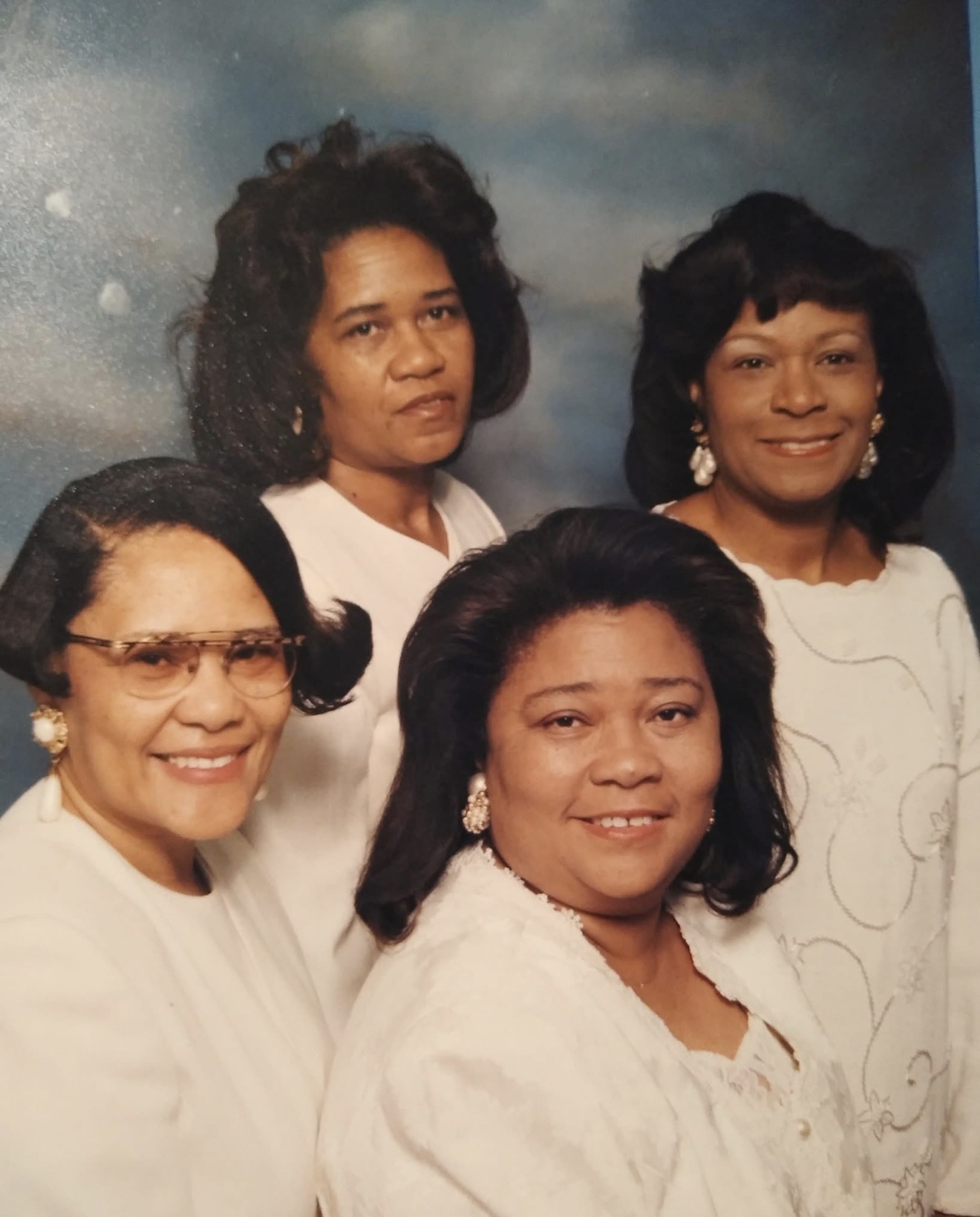 Portrait of four Knighton women in white