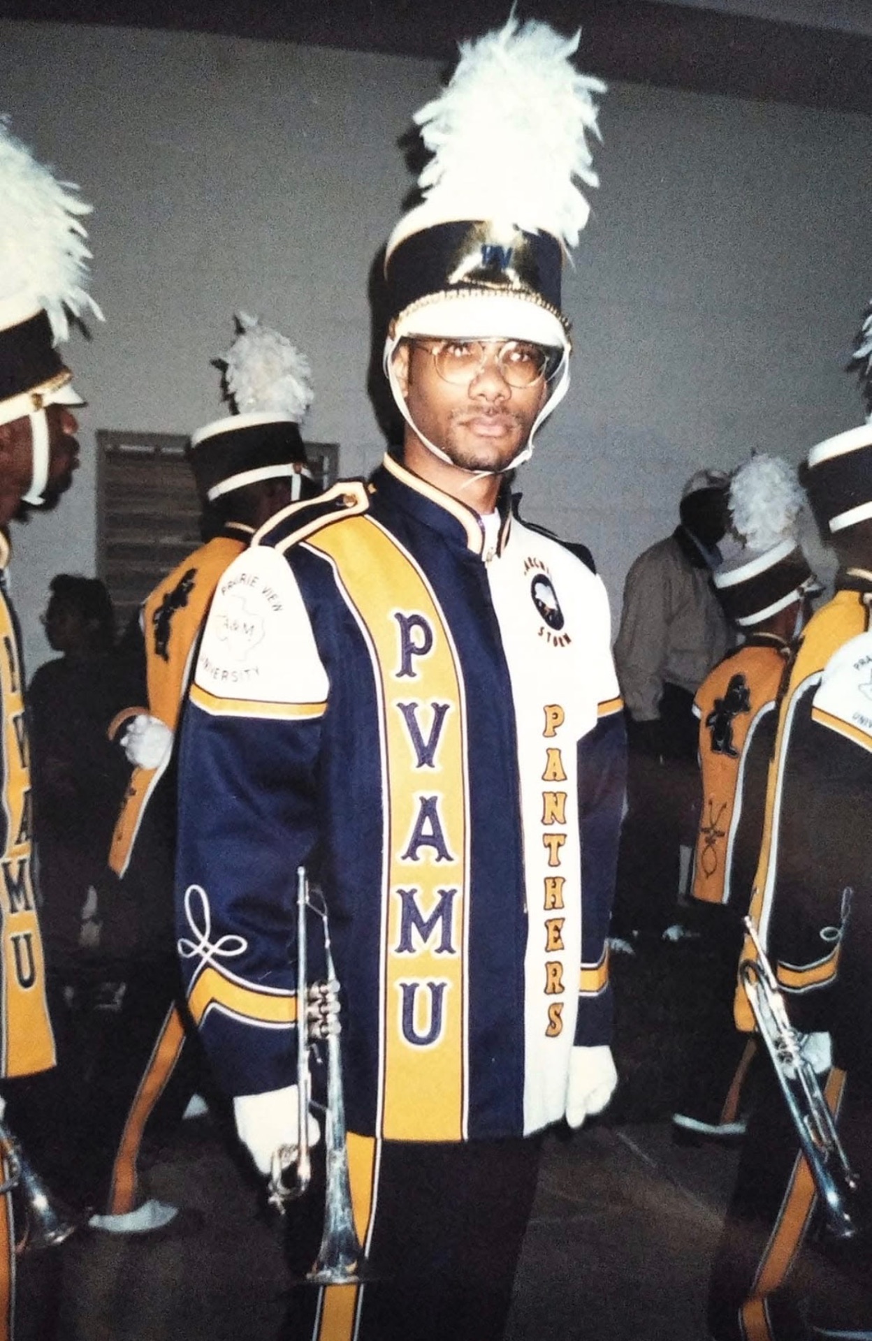 Knighton family member in PVAMU Panthers marching band uniform